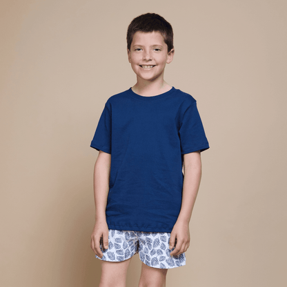 Pijama Niño Corto Algodón Pima Helecho Azul - SimplyB