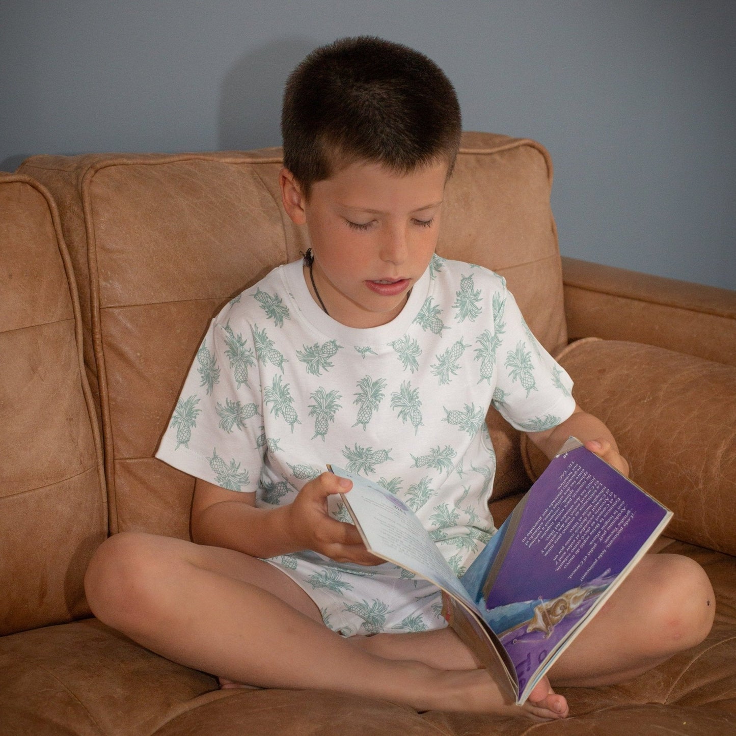 Pijama Niño Corto Algodón Pima Piñas - SimplyB