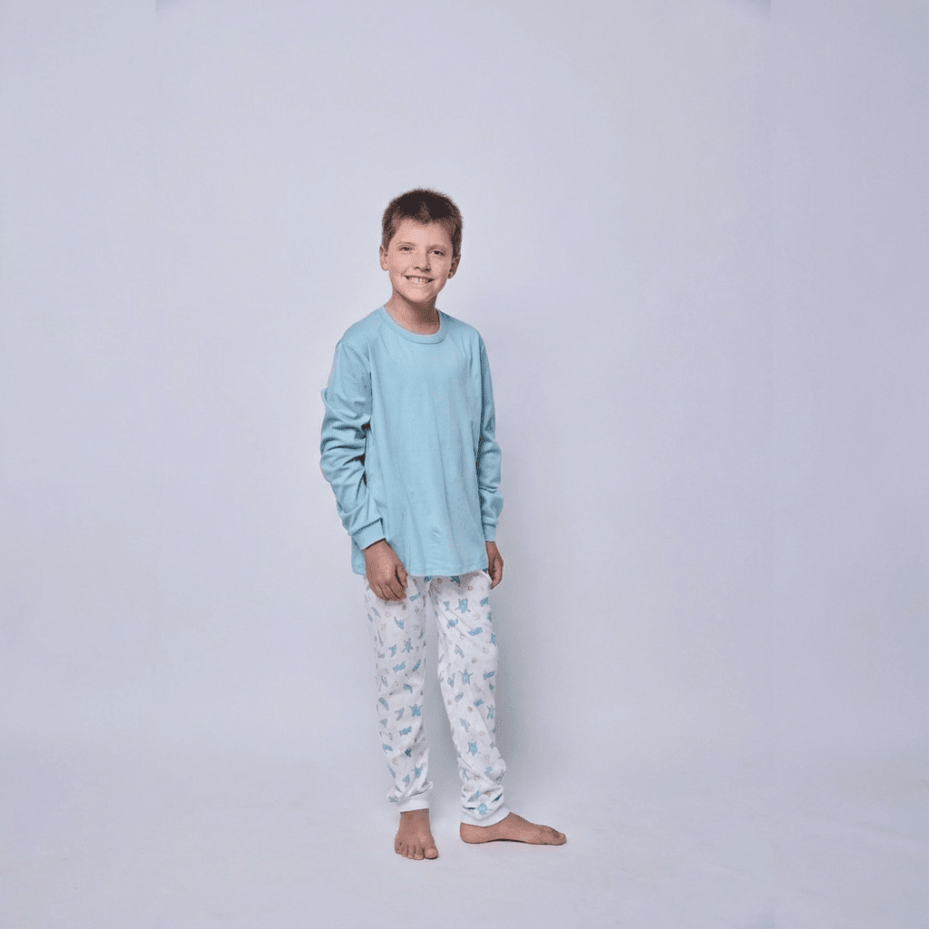 Pijama Niño Manga Larga Algodón Pima Tortugas Acuarela - SimplyB