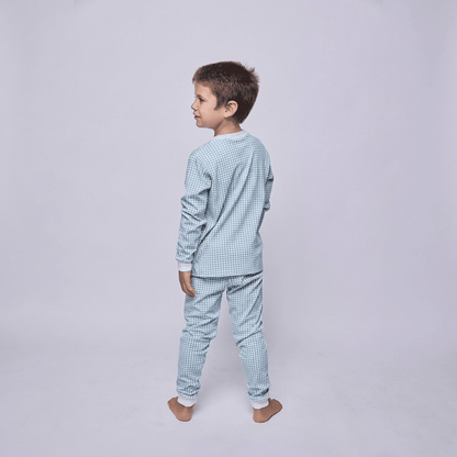 Pijama Niño Manga Larga Algodón Pima Vichy Verde - SimplyB