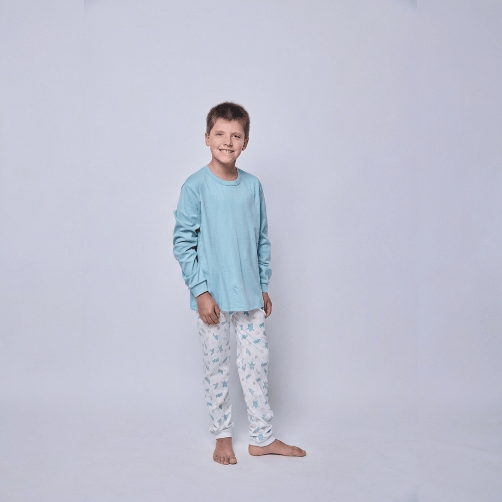 Pijama niño manga larga tortugas acuarela algodón pima - SimplyB