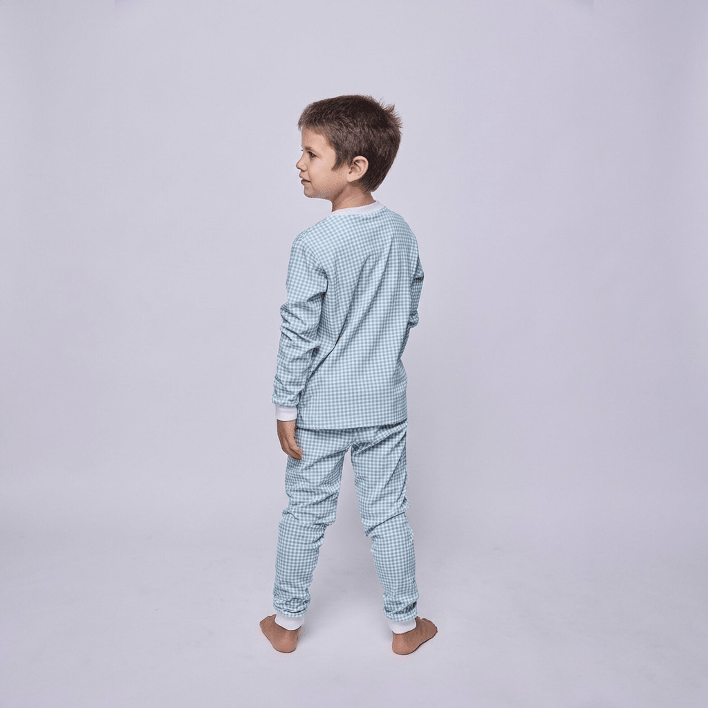 Pijama niño manga larga vichy verde algodón pima - SimplyB