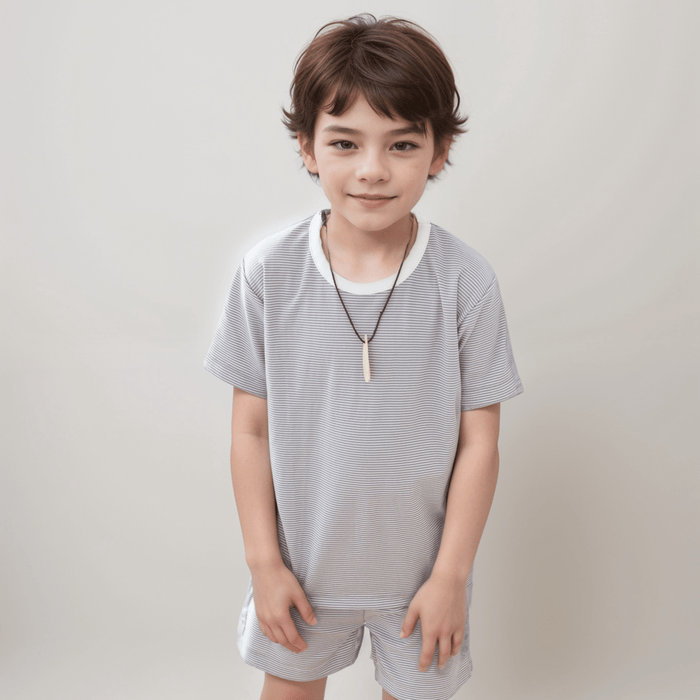 Pijama Niño y Niña Corto Algodón Pima Rayas - SimplyB