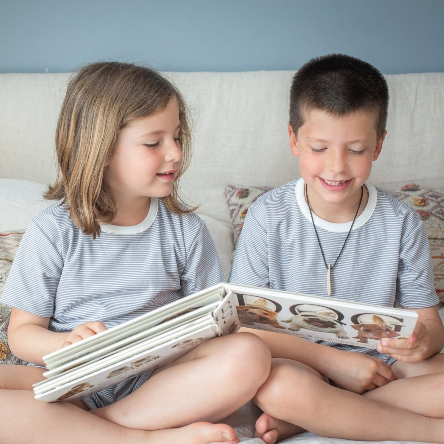 Pijama Niño y Niña Corto Algodón Pima Rayas - SimplyB