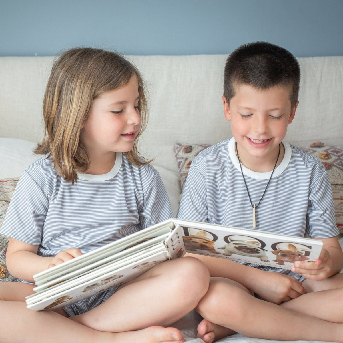 Pijama Niño y Niña Corto Algodón Pima Rayas - SimplyB