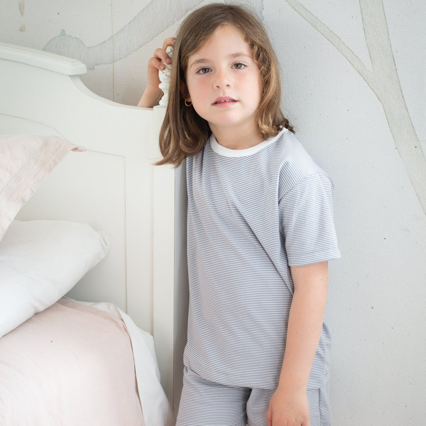 Pijama Niño y Niña Corto Algodón Pima Rayas - SimplyB