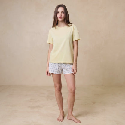 Pijama Mujer Corto Algodón Pima Botánico Cuello Polo