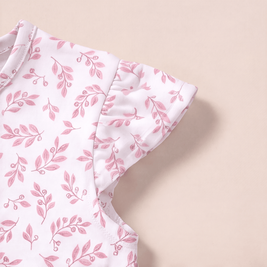Ranita Bebé Niña Algodón Pima Hojas rosadas - SimplyB