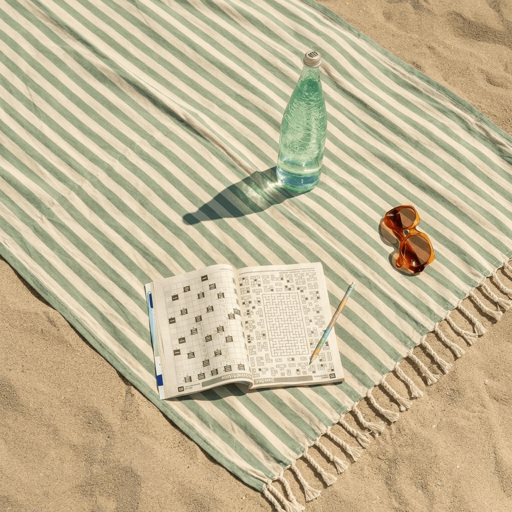 Toalla de playa 100% algodón rayas verde - SimplyB